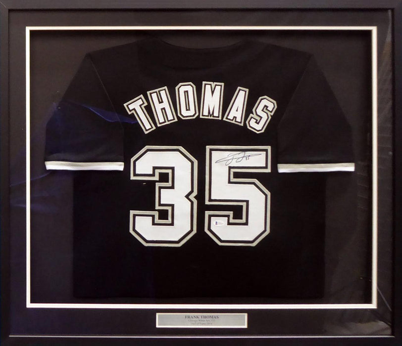 Chicago White Sox Frank Thomas Autographed Framed Black Jersey Beckett BAS Stock #185081 - RSA
