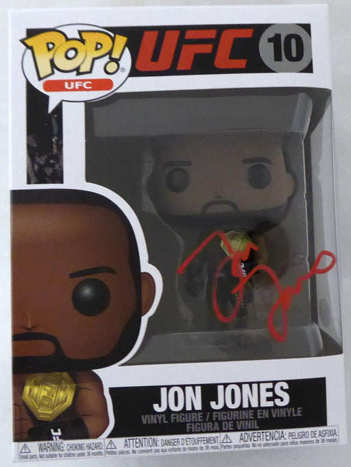 Jon Bones Jones Autographed UFC Funko POP Vinyl Figurine In Red Beckett BAS Stock #185709 - RSA
