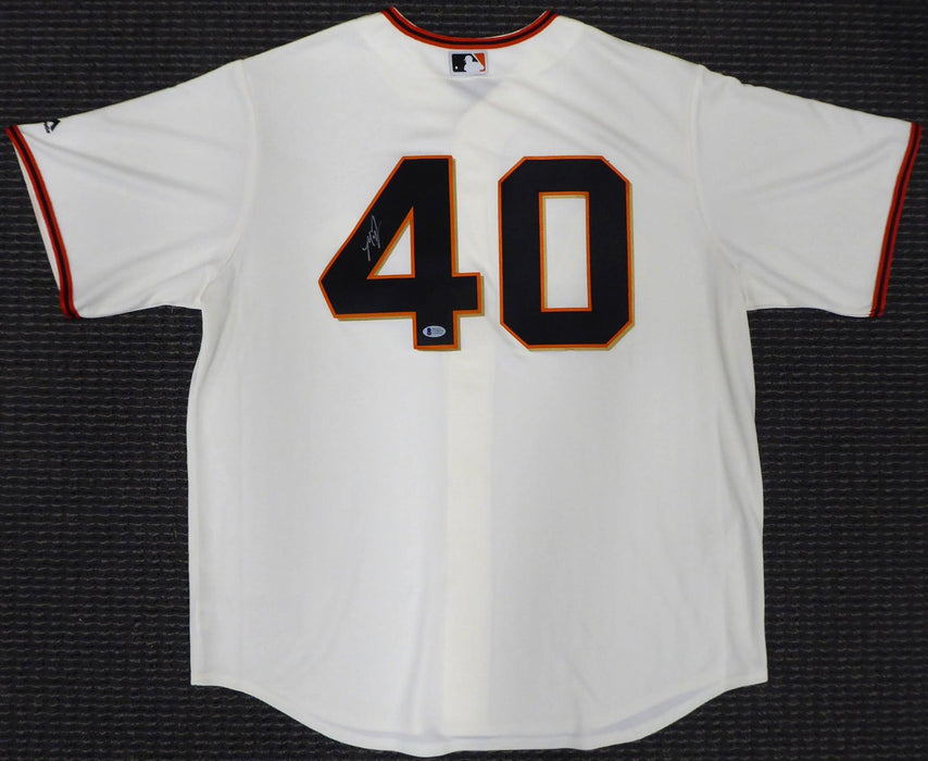 San Francisco Giants Madison Bumgarner Autographed Cream Majestic Cool Base Jersey Size XL Beckett BAS Stock #185700 - RSA