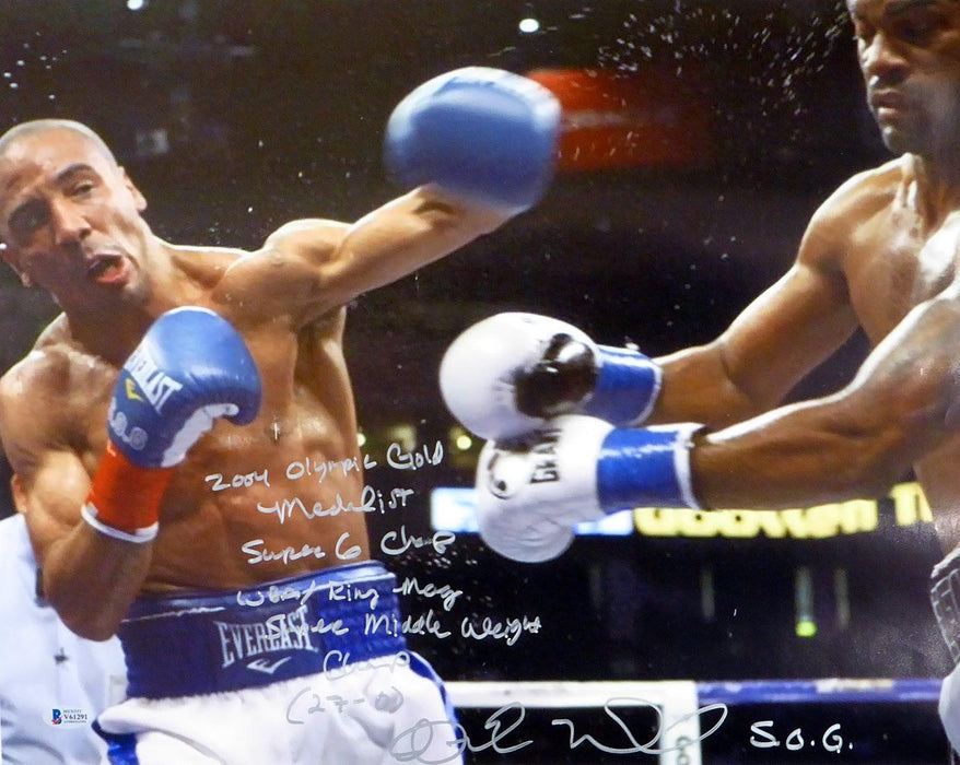 Andre Ward Autographed 16x20 Photo "2004 Olympic Gold Medalist, Super 6 Champ, WBA/Ring Mag Super Middle Weight Champ, 27-0, SOG" Beckett BAS #V61291 - RSA