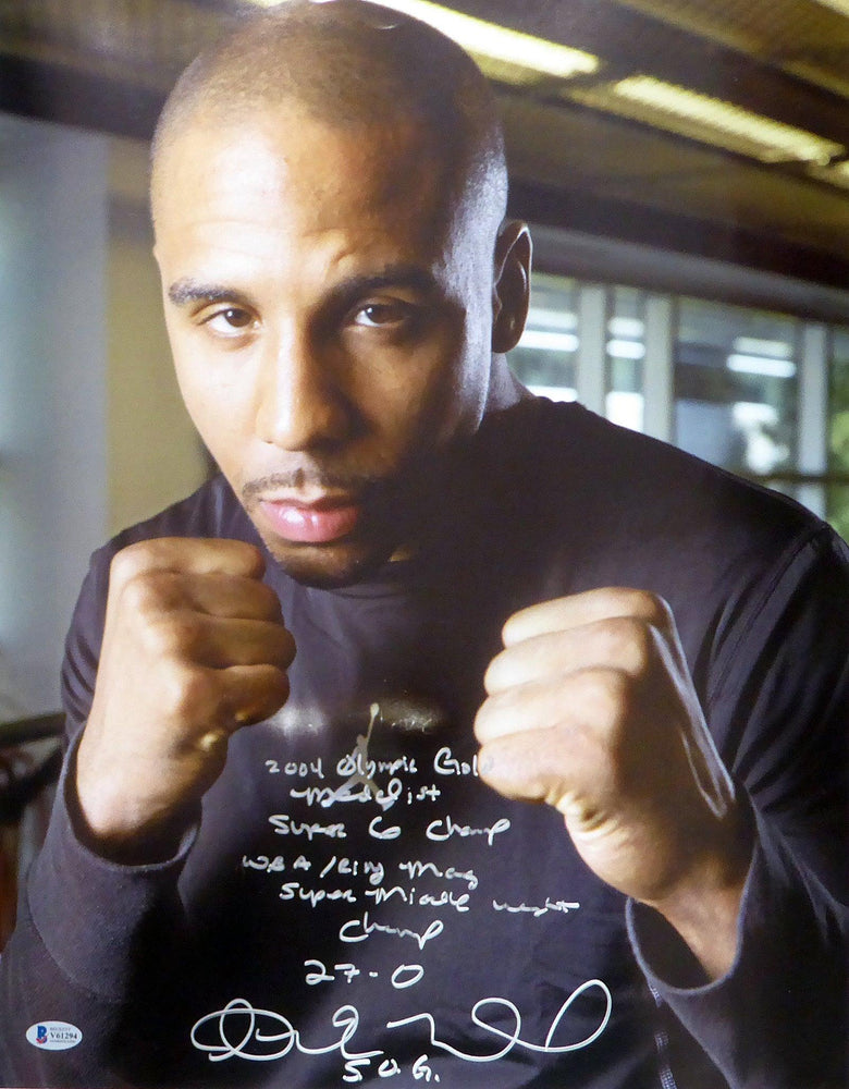 Andre Ward Autographed 16x20 Photo "2004 Olympic Gold Medalist, Super 6 Champ, WBA/Ring Mag Super Middle Weight Champ, 27-0, SOG" Beckett BAS #V61294 - RSA
