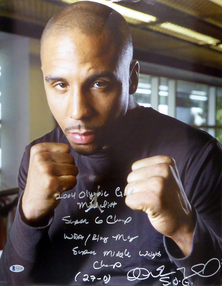 Andre Ward Autographed 16x20 Photo "2004 Olympic Gold Medalist, Super 6 Champ, WBA/Ring Mag Super Middle Weight Champ, 27-0, SOG" (Crease) Beckett BAS #V61295 - RSA