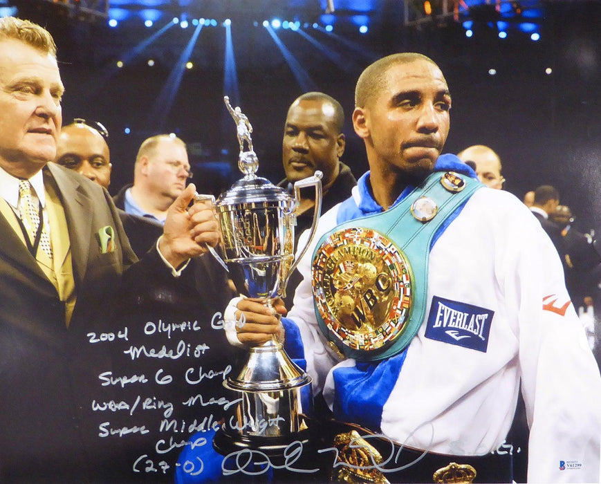 Andre Ward Autographed 16x20 Photo "2004 Olympic Gold Medalist, Super 6 Champ, WBA/Ring Mag Super Middle Weight Champ, 27-0, SOG" Beckett BAS #V61299 - RSA