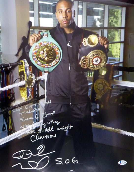 Andre Ward Autographed 16x20 Photo "2004 Olympic Gold Medalist, Super 6 Champ, WBA/Ring Mag Super Middle Weight Champ, 27-0, SOG" Beckett BAS #V61300 - RSA