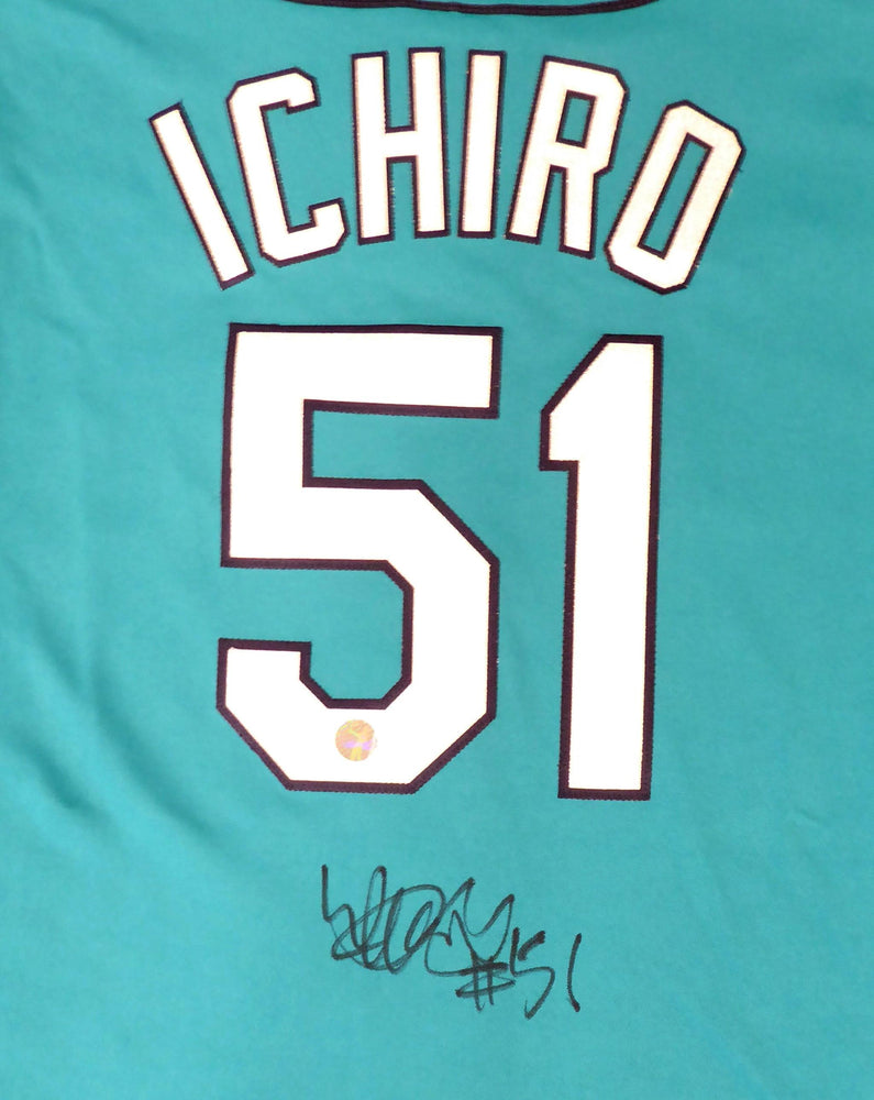 Seattle Mariners Ichiro Suzuki Autographed Teal Majestic Jersey Size M IS Holo SKU #193820 - RSA