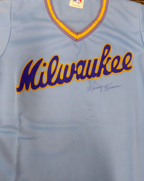 Milwaukee Brewers Harvey Kuenn Autographed Blue Jersey (Stain) PSA/DNA #V11068 - RSA