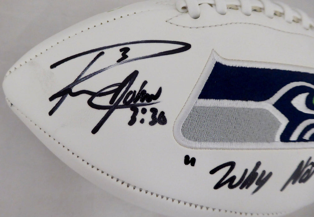 Russell Wilson Autographed White Logo Football Seattle Seahawks "Why Not You?" RW Holo #37277 - RSA