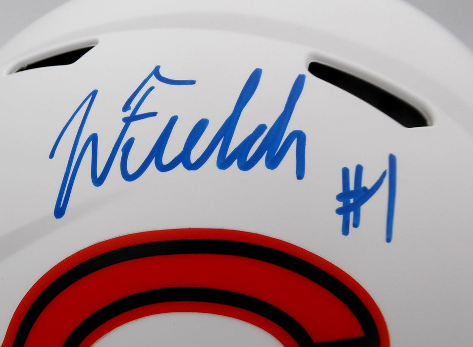 Justin Fields Autographed Chicago Bears Lunar Eclipse White Full Size Authentic Speed Helmet Beckett BAS QR Stock #194773 - RSA