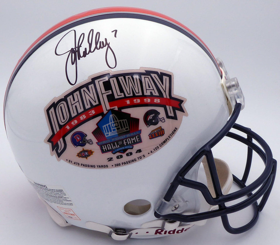 John Elway Autographed Denver Broncos Full Size Authentic Hall Of Fame Logo Helmet Beckett BAS #BB79352 - RSA