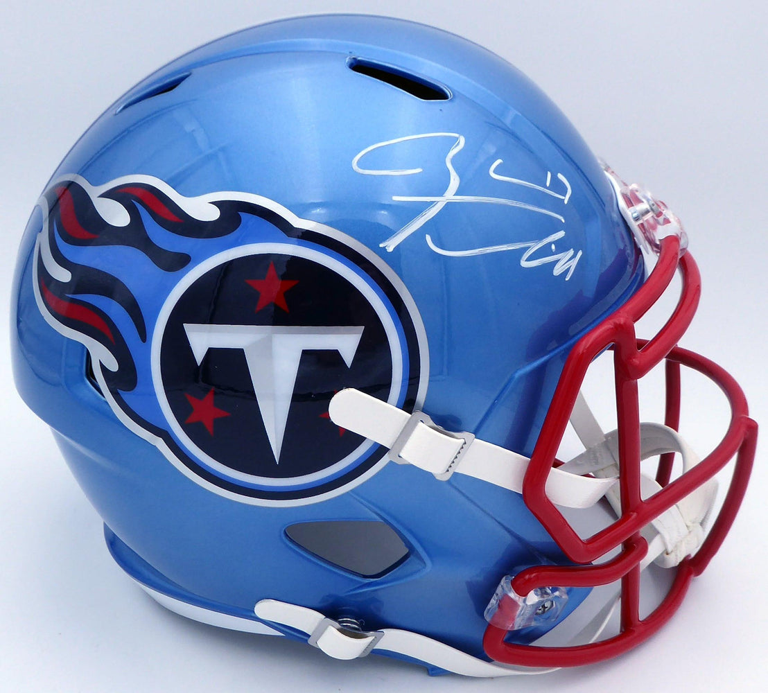 Ryan Tannehill Autographed Tennessee Titans Flash Blue Full Size Replica Speed Helmet (Smudge) Beckett BAS QR #WN46138 - RSA