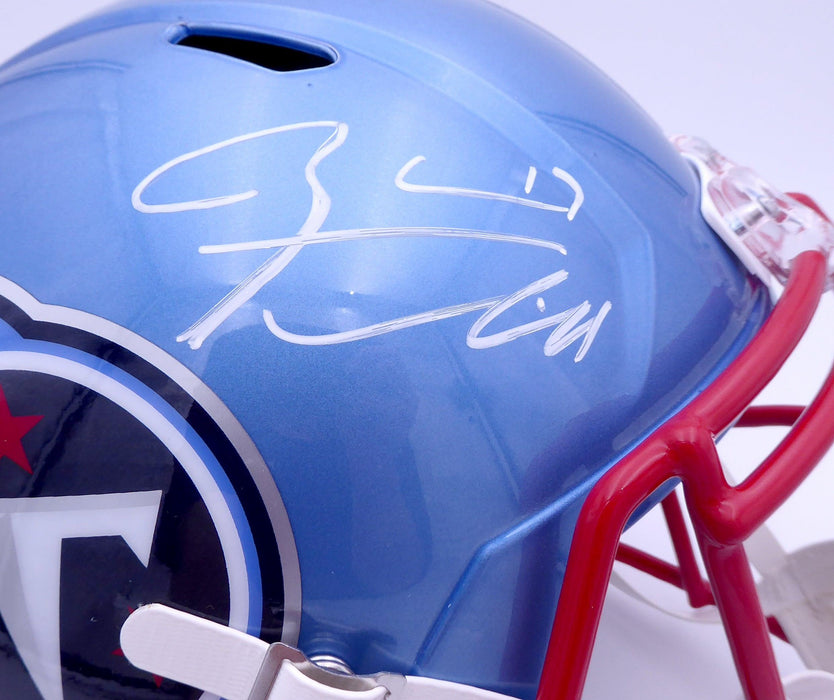 Ryan Tannehill Autographed Tennessee Titans Flash Blue Full Size Replica Speed Helmet (Smudge) Beckett BAS QR #WN46138 - RSA