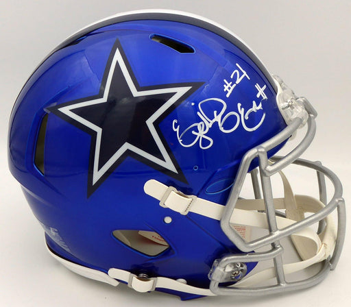 Ezekiel Elliott Autographed Dallas Cowboys Flash Blue Full Size Authentic Speed Helmet (Smudge) Beckett BAS #WT81470 - RSA