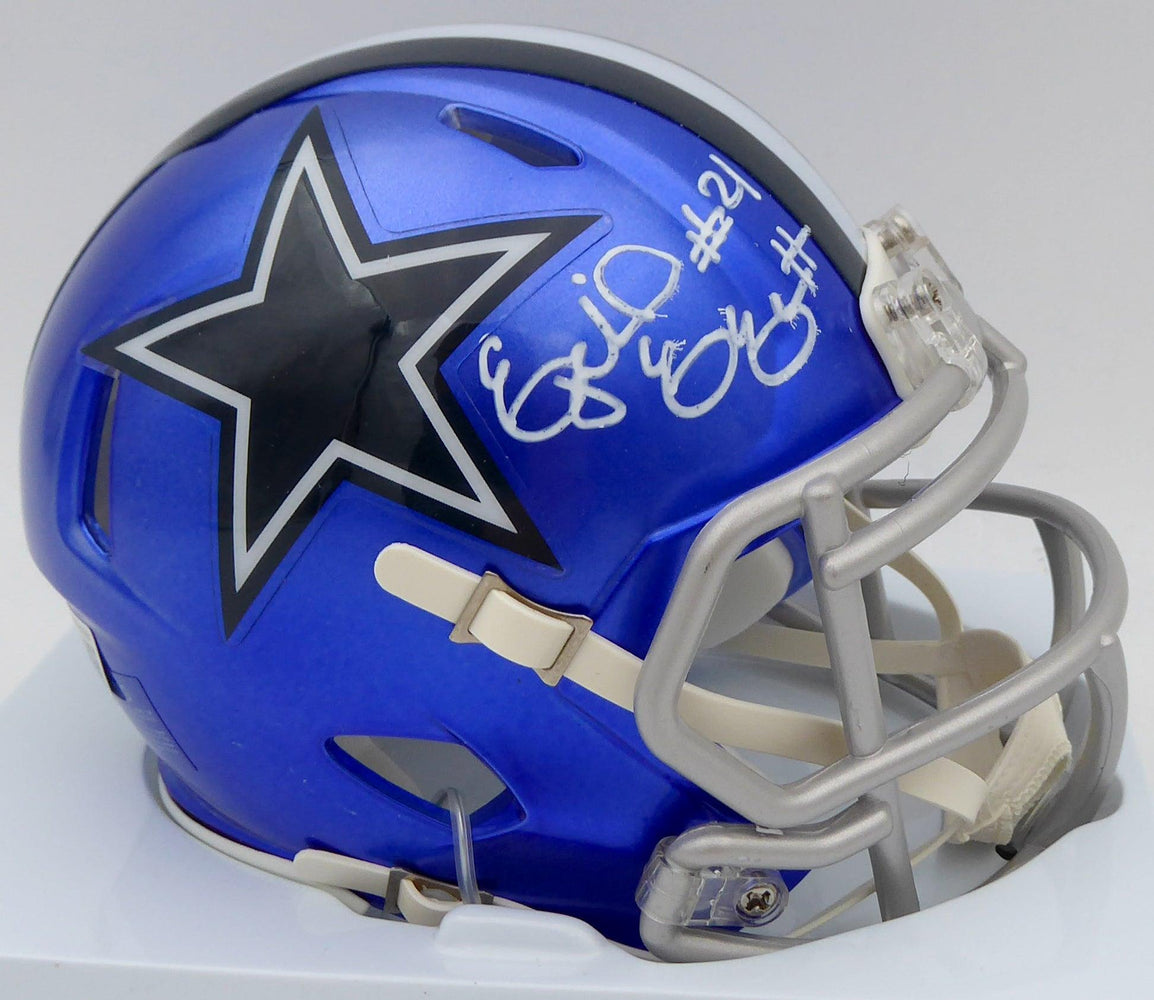 ezekiel elliott new football helmet Ezekiel Elliott Autographed Dallas Cowboys Flash Blue Speed Mini Helmet Beckett BAS #WT81551