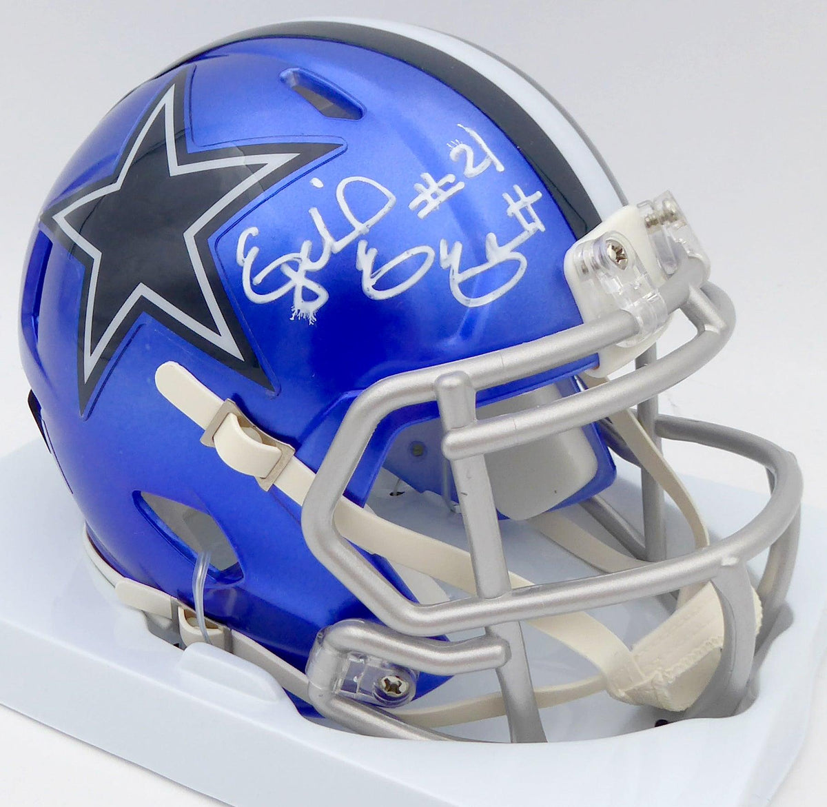 Ezekiel Elliott Autographed Dallas Cowboys Flash Blue Speed Mini Helme ...