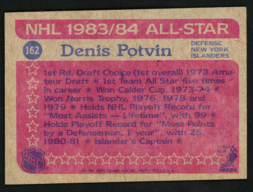 Denis Potvin Autographed 1984-85 Topps Card #162 New York Islanders SKU #151781 - RSA
