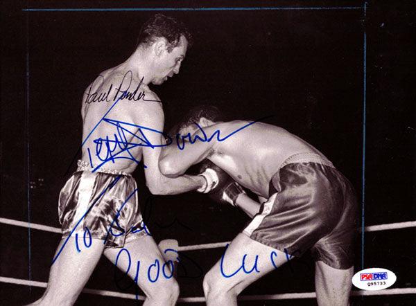 Paul Pender & Terry Downes Autographed 7x9 Photo "To John" PSA/DNA #Q95733 - RSA