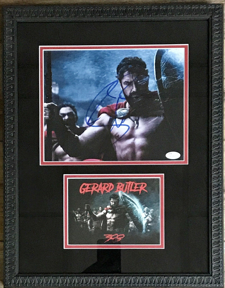 gerard butler signed framed autograph display as king leonidis from 300 jsa r63001 certificate of authenticity
