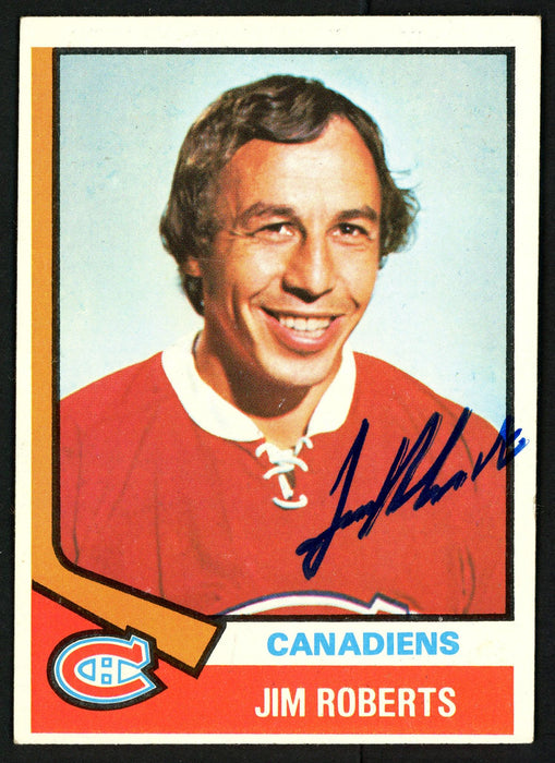 Jim Roberts Autographed 1974-75 Topps Card #78 Montreal Canadiens SKU #150080 - RSA