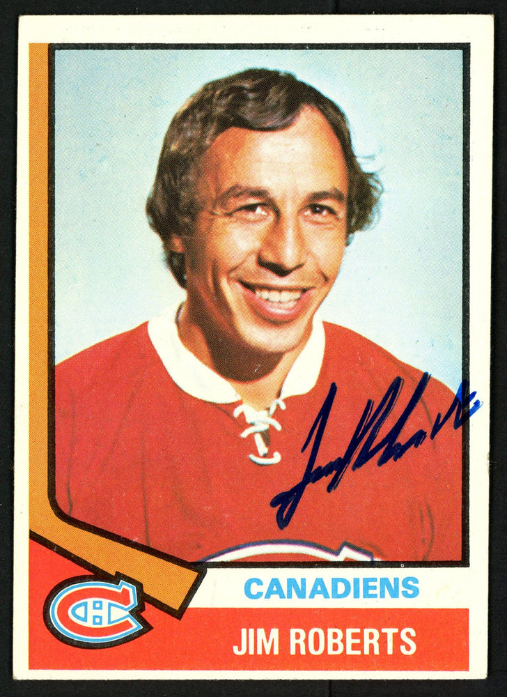 Jim Roberts Autographed 1974-75 Topps Card #78 Montreal Canadiens SKU #150080 - RSA