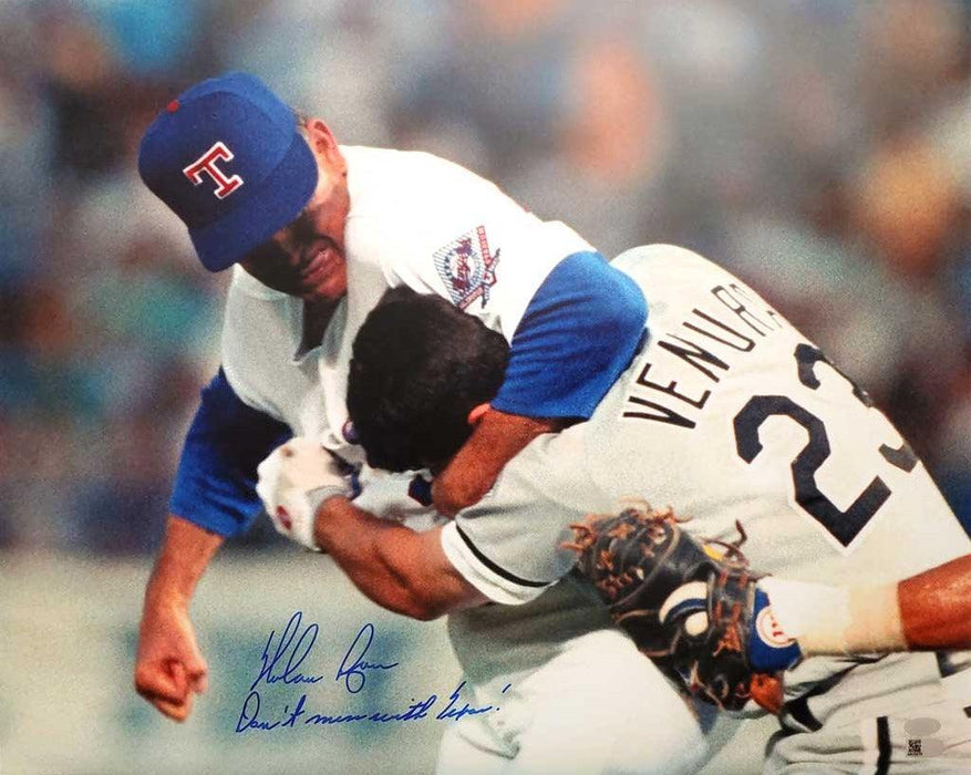 nolan ryan signed and inscribed dont mess with texas 16x20 ventura fight photo aiv ryanfgttx certificate of authenticity