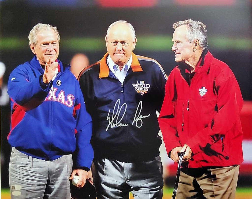nolan ryan signed 16x20 the texas presidents photo george w bush and george hw bush aiv ryantxpres certificate of authenticity