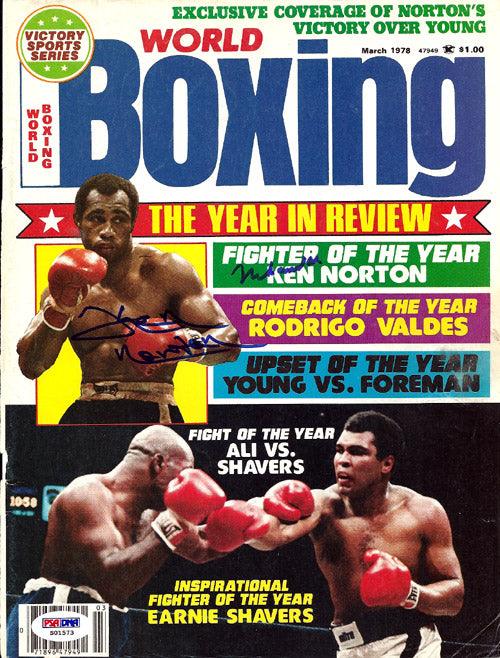 Muhammad Ali & Ken Norton Autographed Boxing World Magazine Cover PSA/DNA #S01573 - RSA