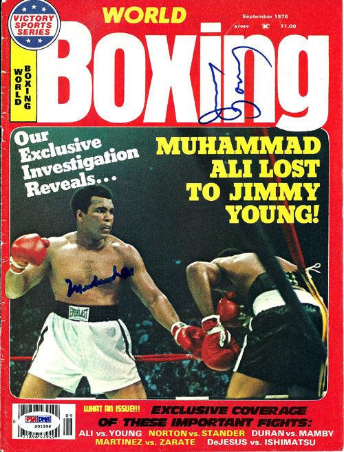 Muhammad Ali & Jimmy Young Autographed Boxing World Magazine Cover PSA/DNA #S01596 - RSA
