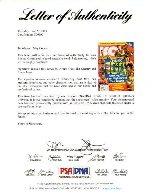 Arturo Gatti, Roy Jones Jr, Ike Quartey & Junior Jones Autographed KO Boxing Magazine PSA/DNA #S06900 - RSA