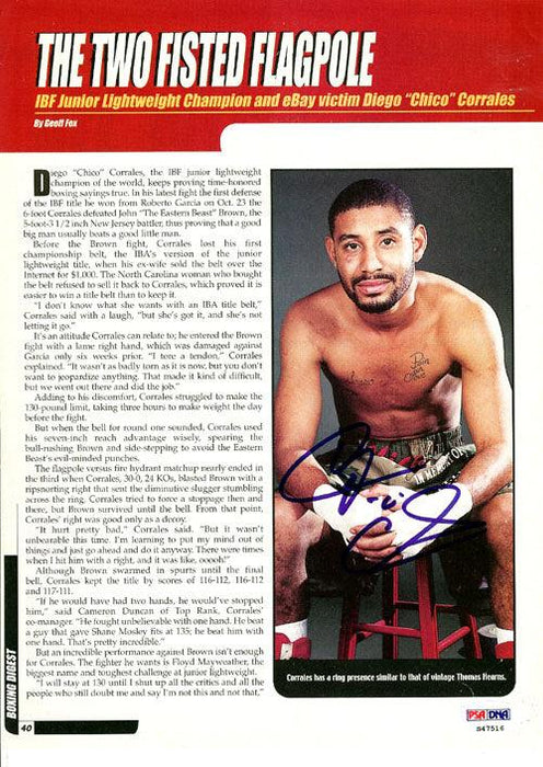 Diego Corrales Autographed Magazine Page Photo PSA/DNA #S47516 - RSA