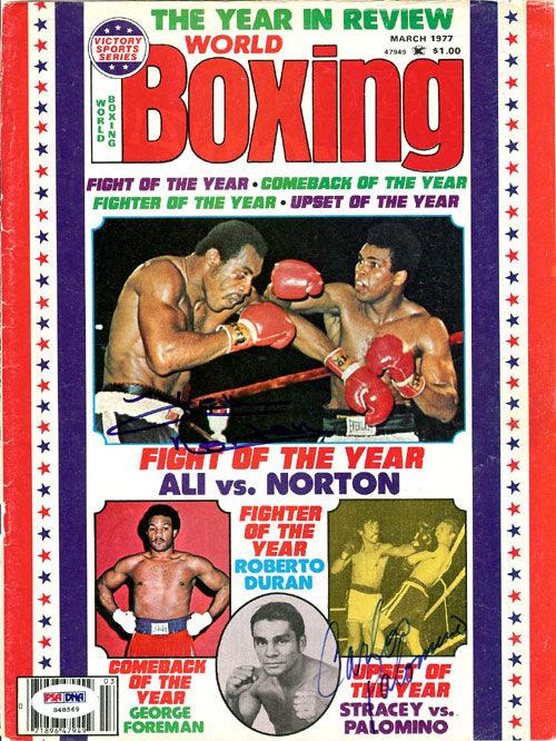 Ken Norton & Carlos Palomino Autographed Boxing World Magazine Cover PSA/DNA #S48569 - RSA