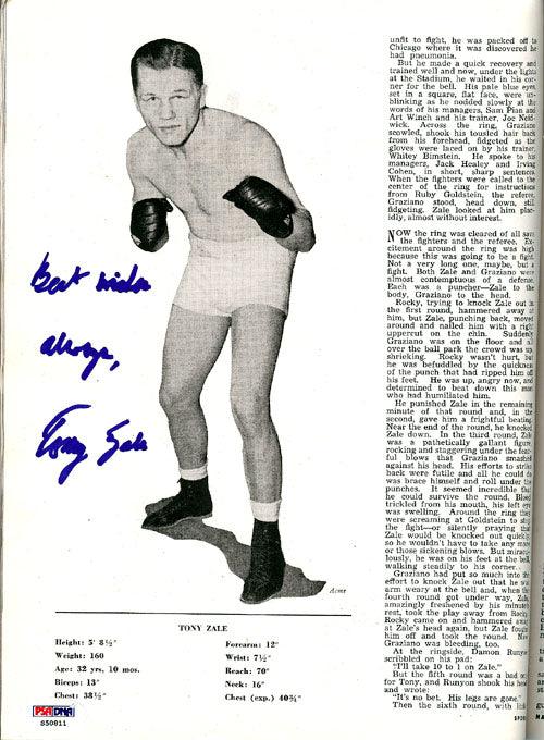 Tony Zale Autographed Boxing Magazine PSA/DNA #S50811 - RSA