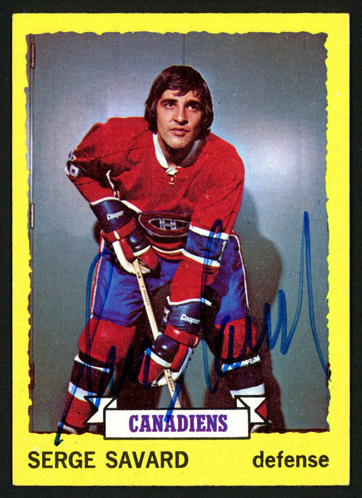 Serge Savard Autographed 1973-74 Topps Card #24 Montreal Canadiens SKU #149962 - RSA