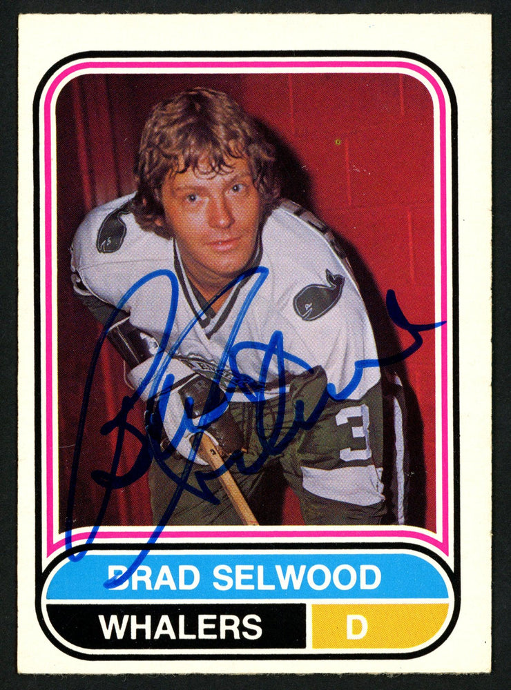 Brad Selwood Autographed 1975-76 WHA O-Pee-Chee Rookie Card #82 New England Whalers SKU #151324 - RSA