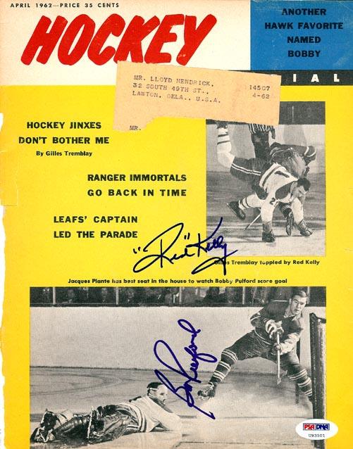 Red Kelly & Bobby Pulford Autographed Hockey Pictorial Magazine Cover Toronto Maple Leafs PSA/DNA #U93501 - RSA