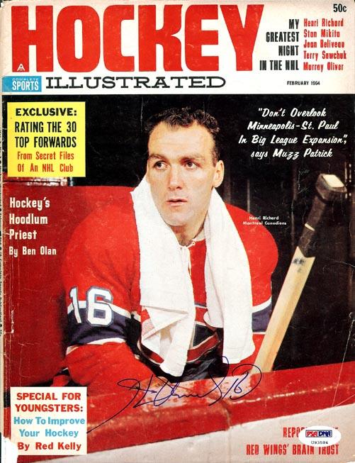 Henri Richard Autographed Hockey Illustrated Magazine Cover Montreal Canadiens PSA/DNA #U93584 - RSA