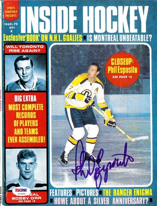 Phil Esposito Autographed Inside Hockey Magazine Cover Boston Bruins PSA/DNA #U93808 - RSA