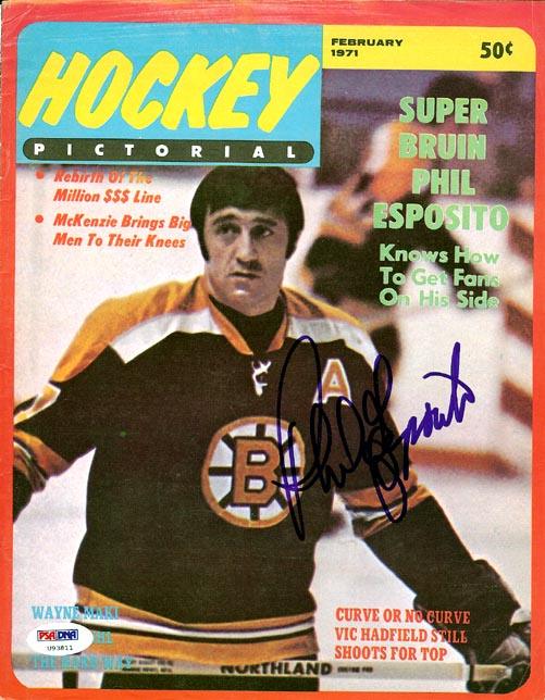 Phil Esposito Autographed Hockey Pictorial Magazine Cover Boston Bruins PSA/DNA #U93811 - RSA