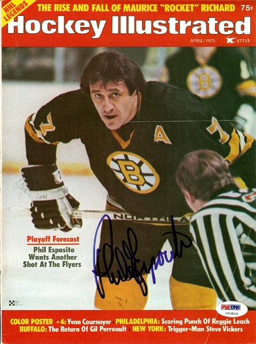 Phil Esposito Autographed Hockey Illustrated Magazine Cover Boston Bruins PSA/DNA #U93816 - RSA