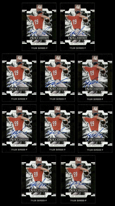 Tyler Skaggs Autographed 2009 Donruss Elite Rookie Card #21 Los Angeles Angels Lot Of 10 SKU #181278 - RSA