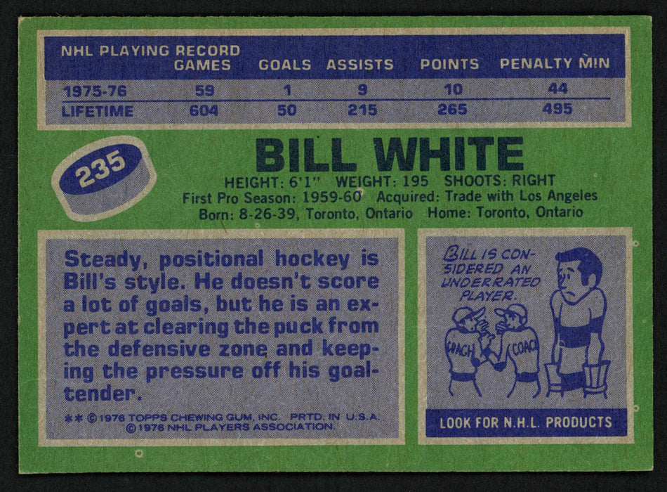 Bill White Autographed 1976-77 Topps Card #235 Chicago Blackhawks SKU #150196 - RSA