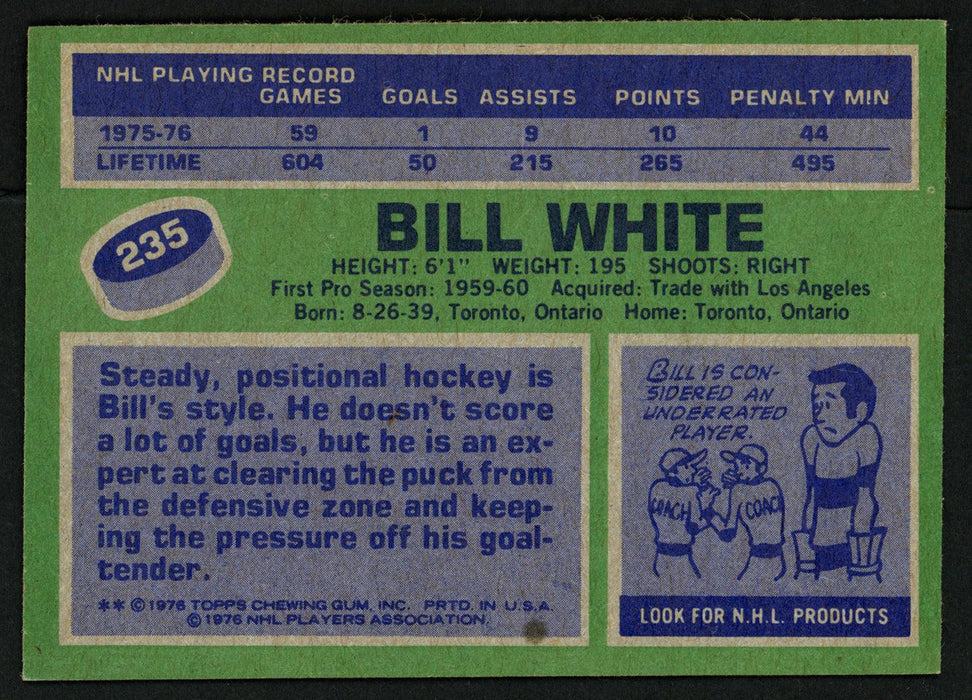 Bill White Autographed 1976-77 Topps Card #235 Chicago Blackhawks SKU #150197 - RSA