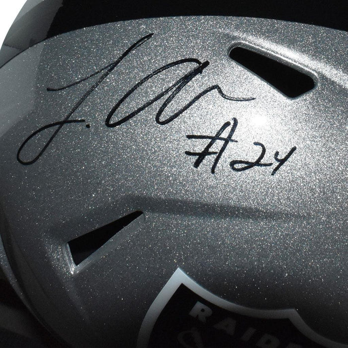 Johnathan Abram Signed Las Vegas Raiders Speed Full-Size Replica Silver Football Helmet (JSA) - RSA