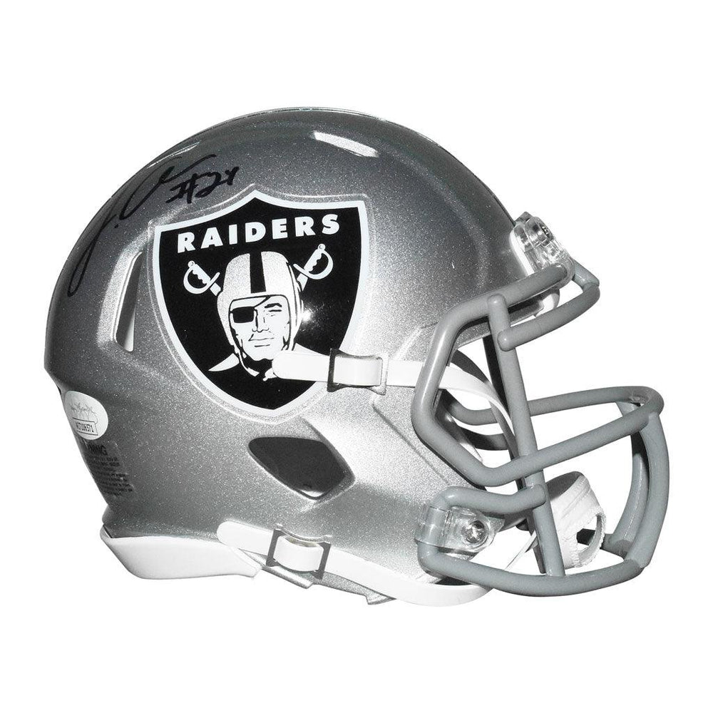 Johnathan Abram Signed Las Vegas Raiders Speed Mini Replica Silver Football Helmet (JSA) - RSA
