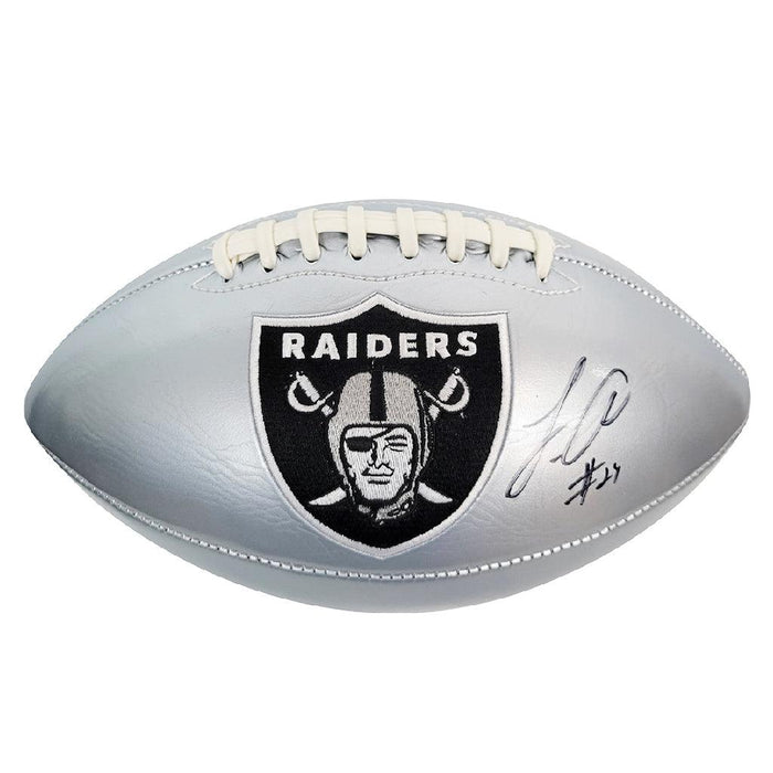 Johnathan Abram Signed Las Vegas Raiders Official NFL Team Logo Silver Football (JSA) - RSA