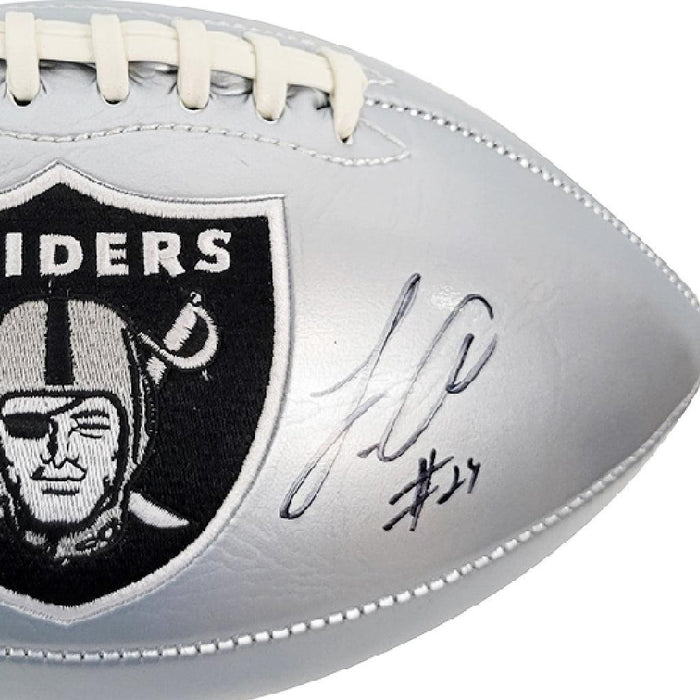 Johnathan Abram Signed Las Vegas Raiders Official NFL Team Logo Silver Football (JSA) - RSA