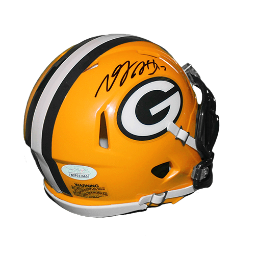 Davante Adams Packers Autographed Mini Speed Football Helmet Yellow (Beckett) - RSA
