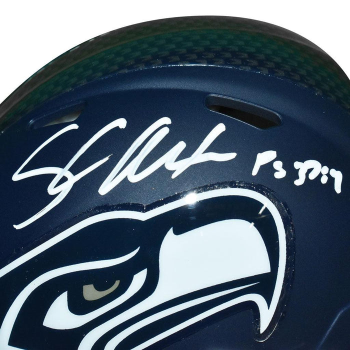 Shaun Alexander Signed Psalms Inscription Seattle Seahawks Speed Mini Football Helmet (JSA) - RSA