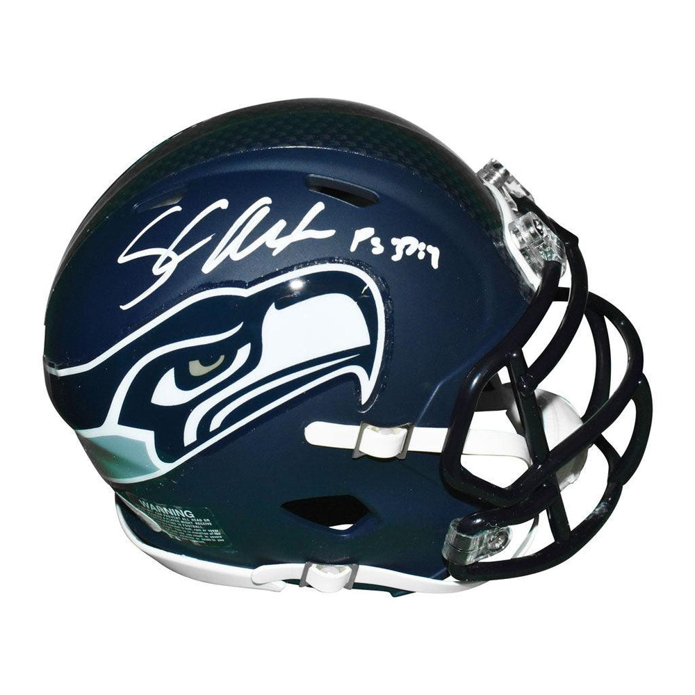 Shaun Alexander Signed Psalms Inscription Seattle Seahawks Speed Mini Football Helmet (JSA) - RSA
