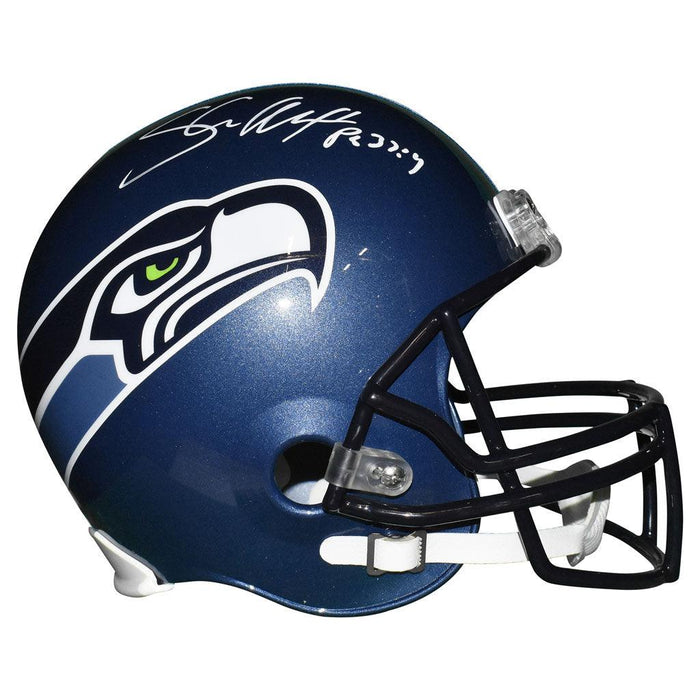Shaun Alexander Signed Psalms Inscription Seattle Seahawks Full-Size Replica 2002-11 Throwback Football Helmet (JSA) - RSA