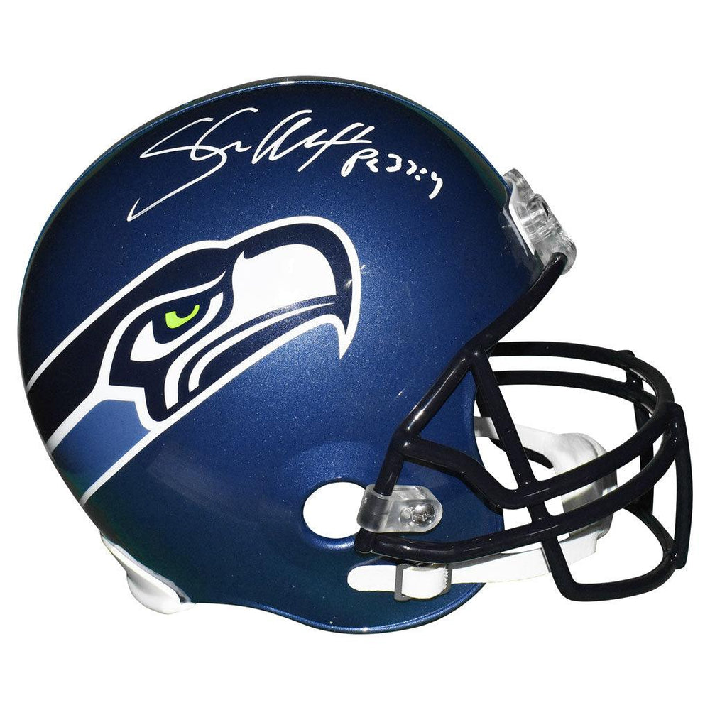 Shaun Alexander Signed Psalms Inscription Seattle Seahawks Full-Size Replica 2002-11 Throwback Football Helmet (JSA) - RSA